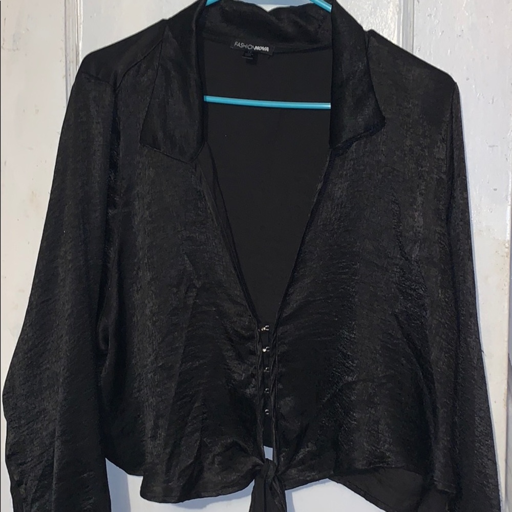 Fashion Nova cropped satin blouse